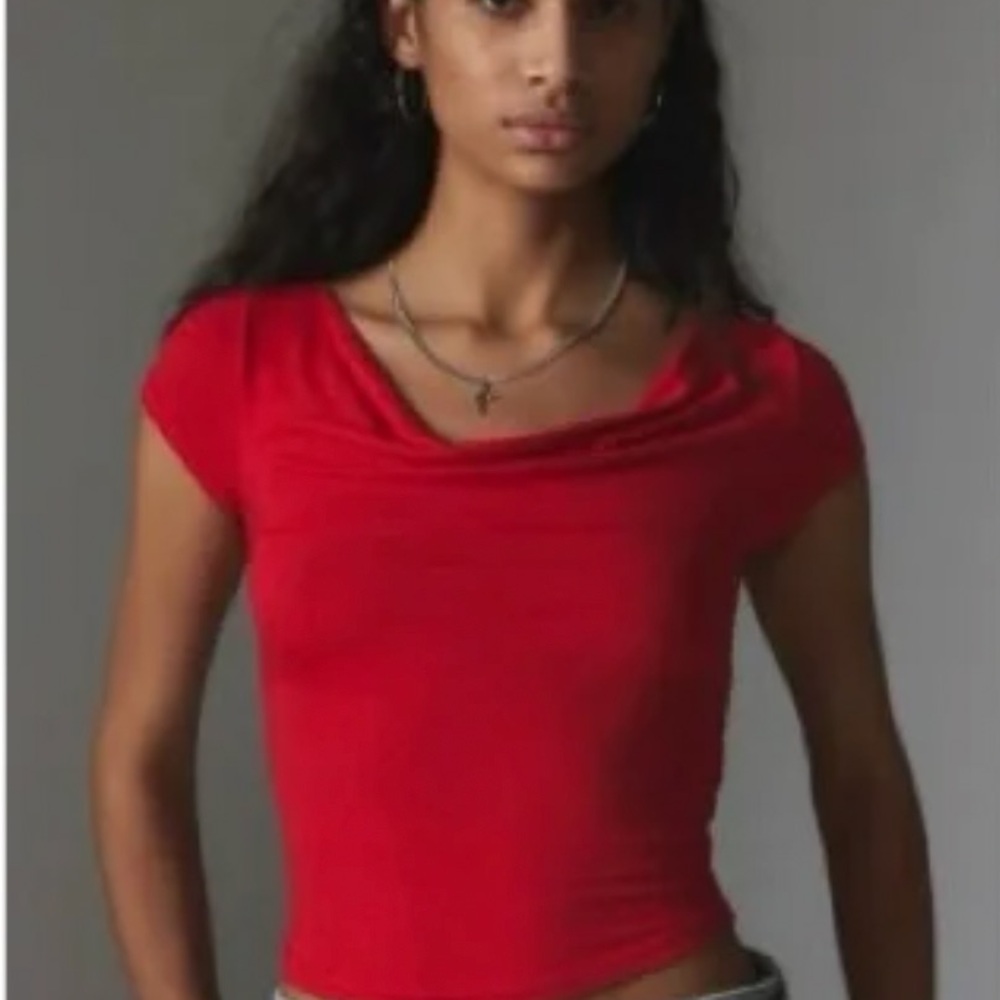 Women's Red Cowl Neck Top